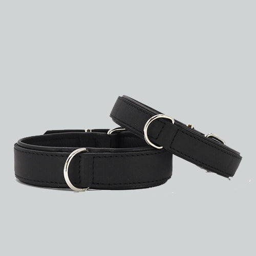 Halsband Klassik Premium  schwarz-schwarz / silber