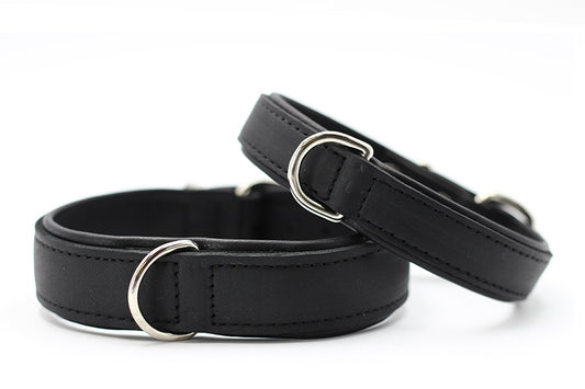 Halsband Klassik Premium  schwarz-schwarz / silber