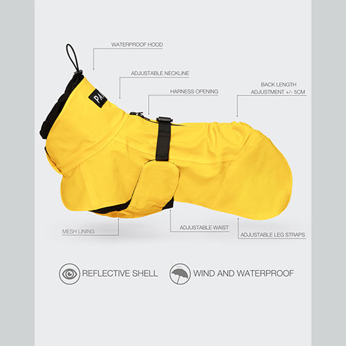 Hundemantel Visibility Raincoat Lite Yellow